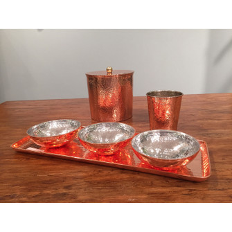 (1) Tray with (3) Bowls in Aluminum (45|BOWL018/S4)