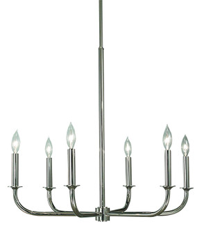 Moderne Six Light Chandelier in Polished Silver (8|1055 PS)