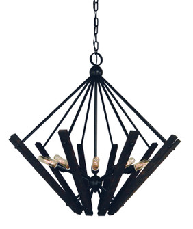 Rustic Chic Ten Light Foyer Chandelier in Matte Black (8|5280 MBLACK)