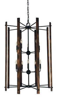 Modern Farmhouse Ten Light Foyer Chandelier in Matte Black (8|5408 MBLACK)