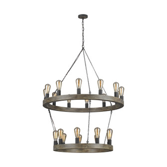 Avenir 21 Light Chandelier in Weathered Oak Wood / Antique Forged Iron (454|F3934/21WOW/AF)