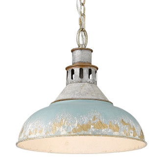 Kinsley One Light Pendant in Aged Galvanized Steel (62|0865-L AGV-TEAL)