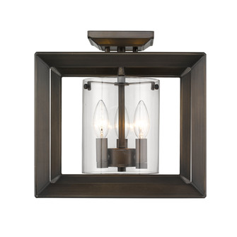 Smyth Three Light Semi-Flush Mount in Gunmetal Bronze (62|2073-SF12 GMT-CLR)