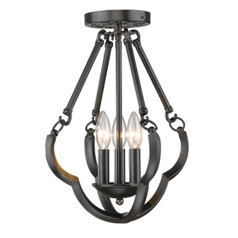 Saxon Three Light Convertible Semi-Flush in Aged Bronze (62|5926-SF ABZ)