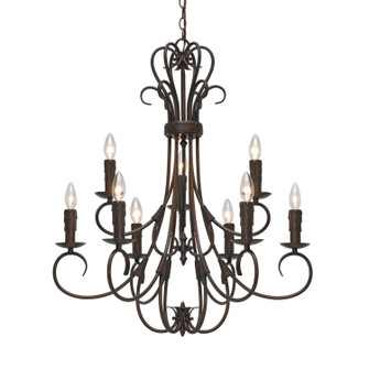 Homestead RBZ Nine Light Chandelier in Rubbed Bronze (62|8606-CN9 RBZ)