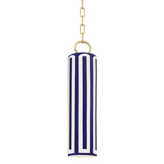 Brookville One Light Pendant in Aged Brass/Blue Combo (70|2384-AGB/BL)