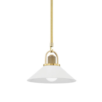 Syosset One Light Pendant in Aged Brass/Soft Off White (70|2613-AGB/WH)