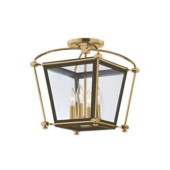 Hollis Four Light Semi Flush Mount in Aged Brass (70|3610-AGB) Hollis Four Light Semi Flush Mount in Aged Brass (70|3610-AGB)