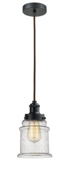 Edison One Light Mini Pendant in Matte Black (405|100BK-10BR-1H-BK-G184)