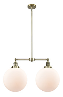 Franklin Restoration Two Light Island Pendant in Antique Brass (405|209-AB-G201-12)