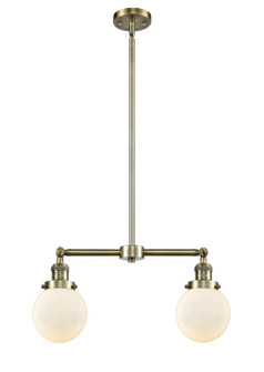 Franklin Restoration Two Light Island Pendant in Antique Brass (405|209-AB-G201-6)