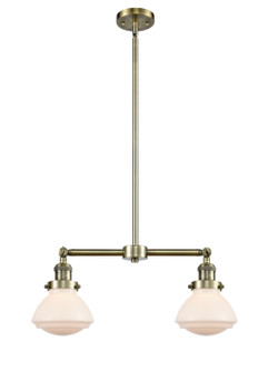 Franklin Restoration Two Light Island Pendant in Antique Brass (405|209-AB-G321)