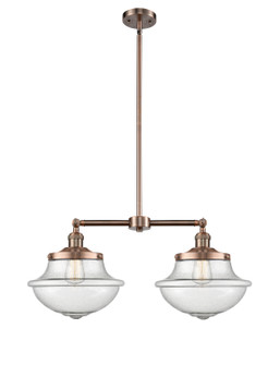 Franklin Restoration Two Light Island Pendant in Antique Copper (405|209-AC-G544)