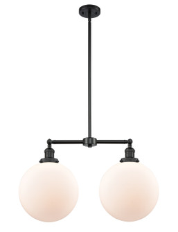 Franklin Restoration Two Light Island Pendant in Matte Black (405|209-BK-G201-12)