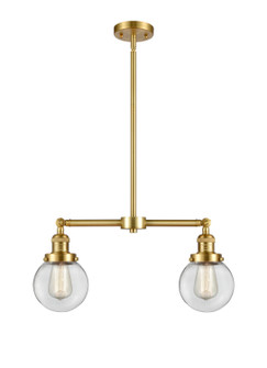 Franklin Restoration LED Island Pendant in Satin Gold (405|209-SG-G202-6-LED)