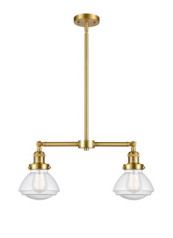 Franklin Restoration Two Light Island Pendant in Satin Gold (405|209-SG-G324)