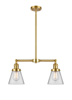 Franklin Restoration Two Light Island Pendant in Satin Gold (405|209-SG-G62)