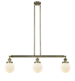 Franklin Restoration Three Light Island Pendant in Antique Brass (405|213-AB-G201-6)