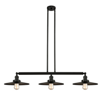 Franklin Restoration Three Light Island Pendant in Matte Black (405|213-BK-MFR-BK-12)