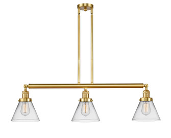 Franklin Restoration Three Light Island Pendant in Satin Gold (405|213-SG-G42)