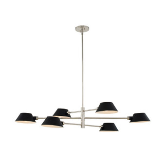 Bruno Six Light Island Pendant in Matte Black w/ Polished Nickel (33|514161BPN)