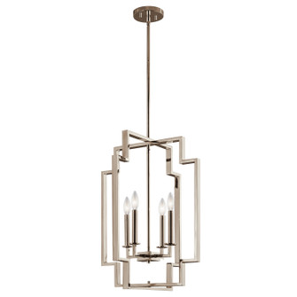 Downtown Deco Four Light Foyer Pendant in Polished Nickel (12|43965PN)