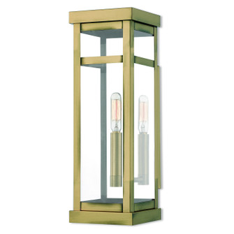 Hopewell One Light Outdoor Wall Lantern in Antique Brass w/ Polished Chrome Stainless Steel (107|20703-01)