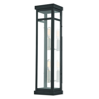 Hopewell Two Light Outdoor Wall Lantern in Black w/ Brushed Nickel Cluster and Polished Chrome Stainless Steel (107|20706-04)