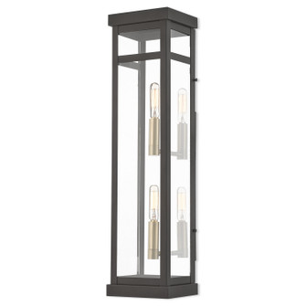 Hopewell Two Light Outdoor Wall Lantern in Bronze w/ Antique Brass Cluster and Polished Chrome Stainless Steel (107|20706-07)