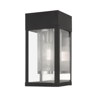 Franklin One Light Outdoor Wall Lantern in Black w/ Brushed Nickel Stainless Steel (107|20761-04)