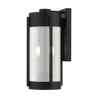 Sheridan Two Light Outdoor Wall Lantern in Black w/ Brushed Nickels (107|22382-04)