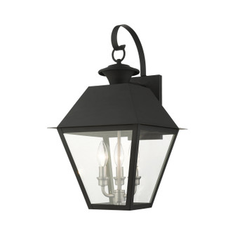 Wentworth Three Light Outdoor Wall Lantern in Black w/ Brushed Nickel Cluster (107|27218-04)