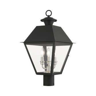 Wentworth Three Light Outdoor Post Top Lantern in Black w/ Brushed Nickel Cluster (107|27219-04)