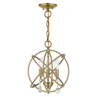 Aria Three Light Convertible Chandelier / Semi Flush in Antique Brass (107|40903-01)