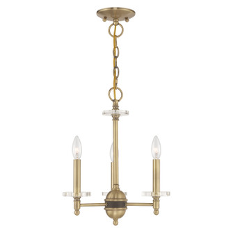 Bennington Three Light Mini Chandelier in Antique Brass w/ Bronze (107|42703-01)