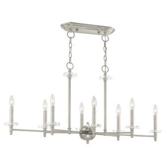 Bennington Eight Light Linear Chandelier in Brushed Nickel w/ Bronze (107|42708-91)