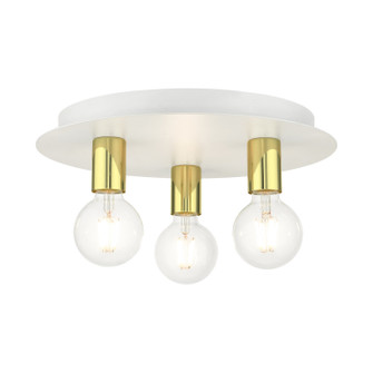 Hillview Three Light Flush Mount in White w/ Polished Brasss (107|45873-03)