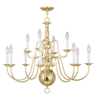 Williamsburgh 12 Light Chandelier in Polished Brass (107|5014-02)