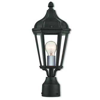 Morgan One Light Outdoor Post-Top Lanterm in Textured Black w/ Antique Silver Cluster (107|76184-14)