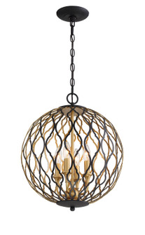 Gilded Glam Four Light Pendant in Sand Coal w/Painted And Plated Honey Gold (7|2404-680)