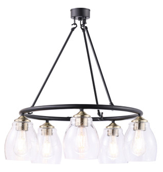 Winsley Five Light Chandelier in Coal And Stained Brass (7|2435-878)