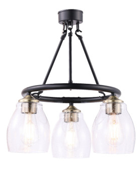 Winsley Three Light Chandelier in Coal w/Stained Brass (7|2437-878)