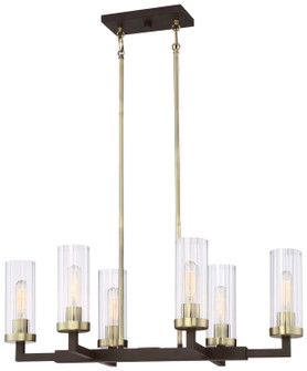 Ainsley Court Six Light Island Pendant in Aged Kinston Bronze w/Brushed Brass Highlights (7|3046-560)