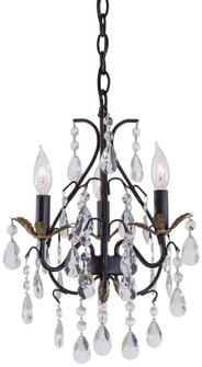 Three Light Mini Chandelier in Castlewood Walnut w/Silver Highlights (7|3122-301)