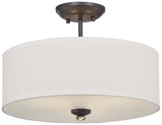 Shadowglen Three Light Semi Flush Mount in Lathan Bronze w/Gold Highlights (7|3286-589)