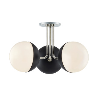 Renee Three Light Semi Flush Mount in Polished Nickel/Black (428|H344603-PN/BK)