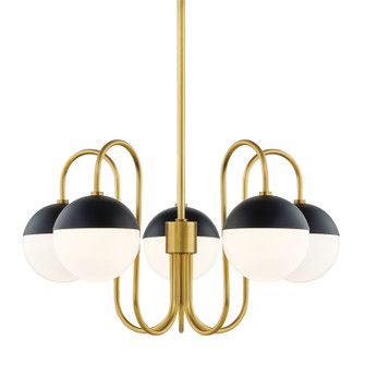 Renee Five Light Chandelier in Aged Brass/Black (428|H344805-AGB/BK)