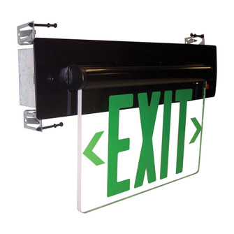 Exit & Emergency Exit Adj Bat 2F Grn/Mir Alum in Green/Mirror/Aluminum (167|NX-812-LEDG2MA)
