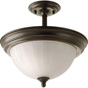 Melon Glass Two Light Semi-Flush Mount in Antique Bronze (54|P3876-20)