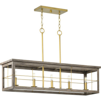 Hedgerow Five Light Island Pendant in Distressed Brass (54|P400254-175)